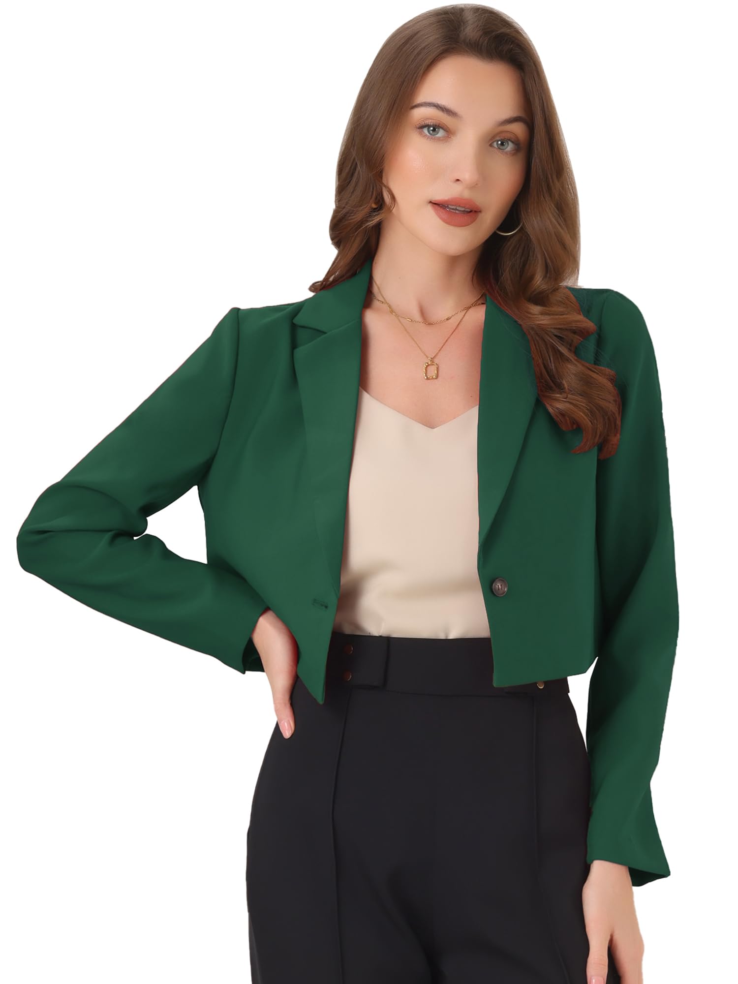 Allegra K Womens Lapel Collar Open Front Cardigan Office Work Business Casual Cropped Blazer Jacket