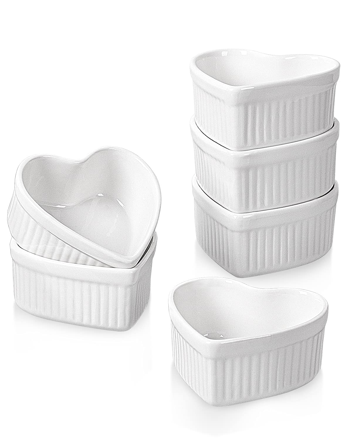 Buy Delling Creme Brulee Ramekins 6 Oz Oven Safe, Heart Shaped Ramekins