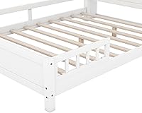 Vista 117 de Modern Full Size Platform Bed Storage Headboard and Safety Guardrail for Kids, Function Wood Platform Bed Frame with Built-in LED Light for Boy