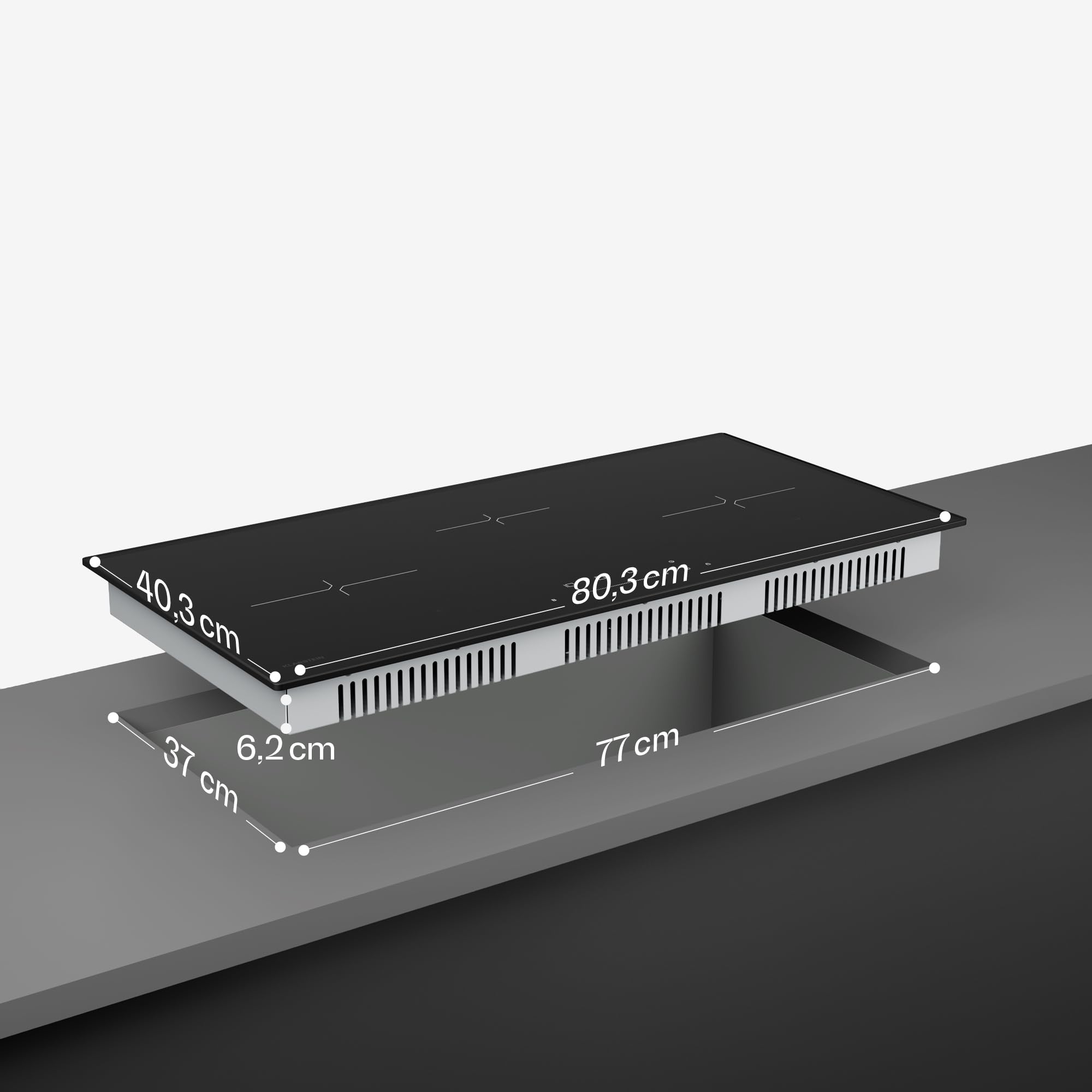 Klarstein Velaire Placa Inducción 80cm - 3 Zonas, 5500W Boost, Control Táctil Deslizante, Temporizador, Bloqueo Infantil, Indicador Calor Residual, Cocina Inducción
