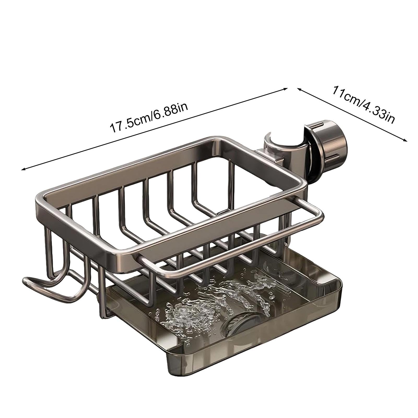 Porte-éponge Multifonctionnel en Aluminium pour évier de Cuisine, Rangement pour ustensiles, égouttoir à éponges et brosses, et Support pour éponges.