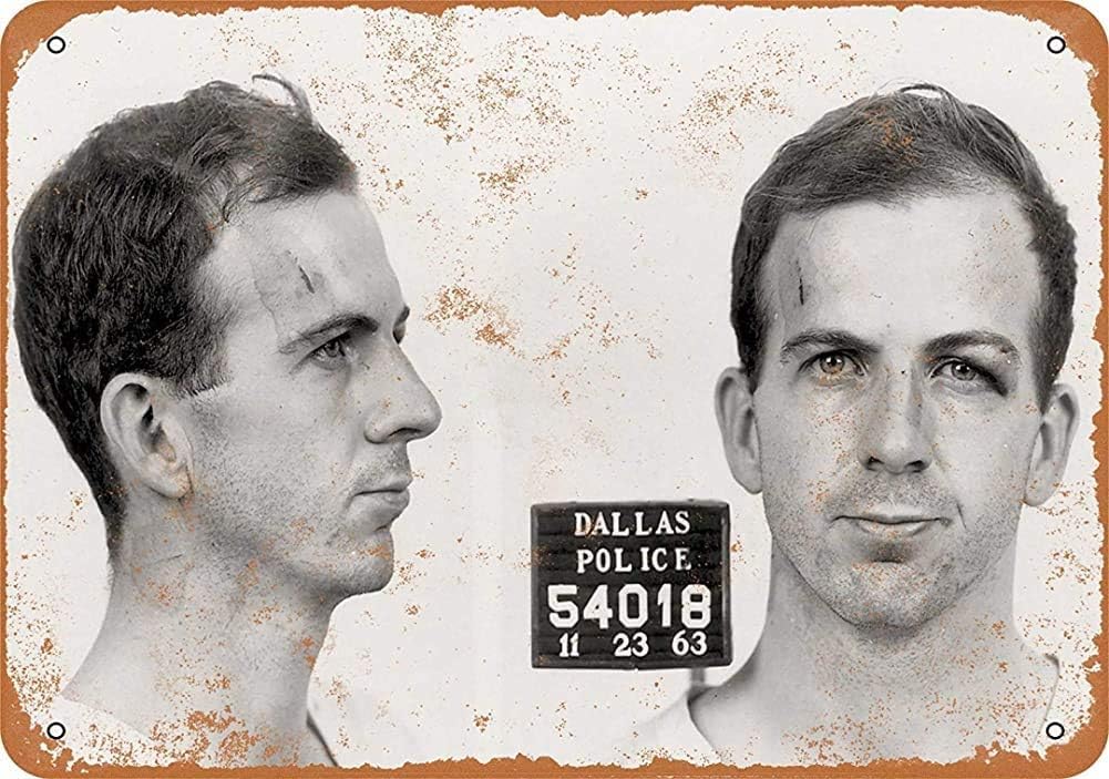 1963 Lee Harvey Oswald Mug Shot Vintage Metal Sign 8x12 inches