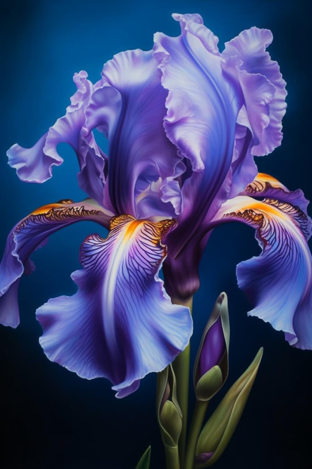 Diamond Painting Kit - Blue & Yellow Iris Flower 5D Diamond Art With Full Tools For Adults, 16x20 Inch Wall Decor