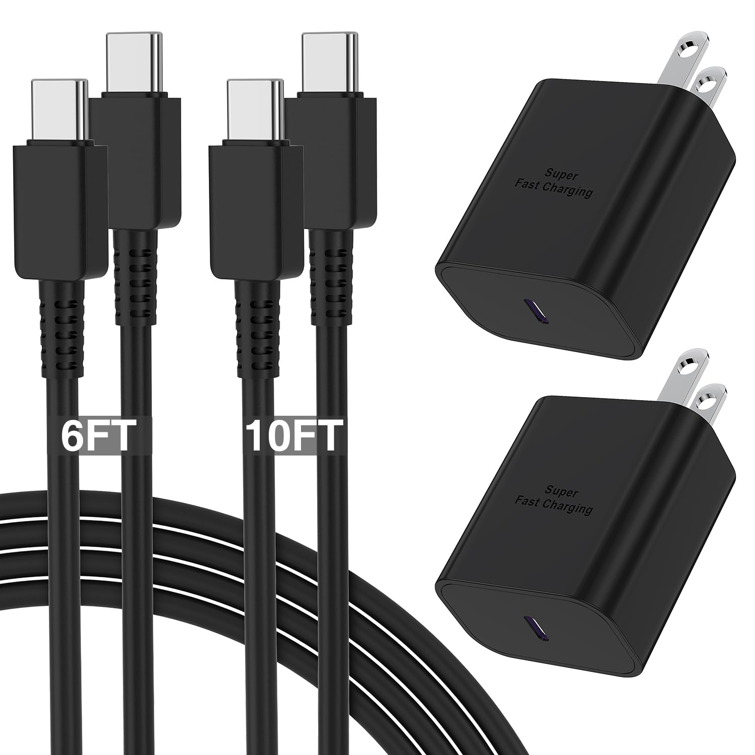 45W Super Fast Charger Type C with 6ft+10ft Android Phone Charger Cable Cord Long, USB C Wall Charging Block Plug for Samsung Galaxy S24+/S23 Ultra/S23+/S22 Ultra/S22 Plus/S21/Note 20 Ultra/Note10+