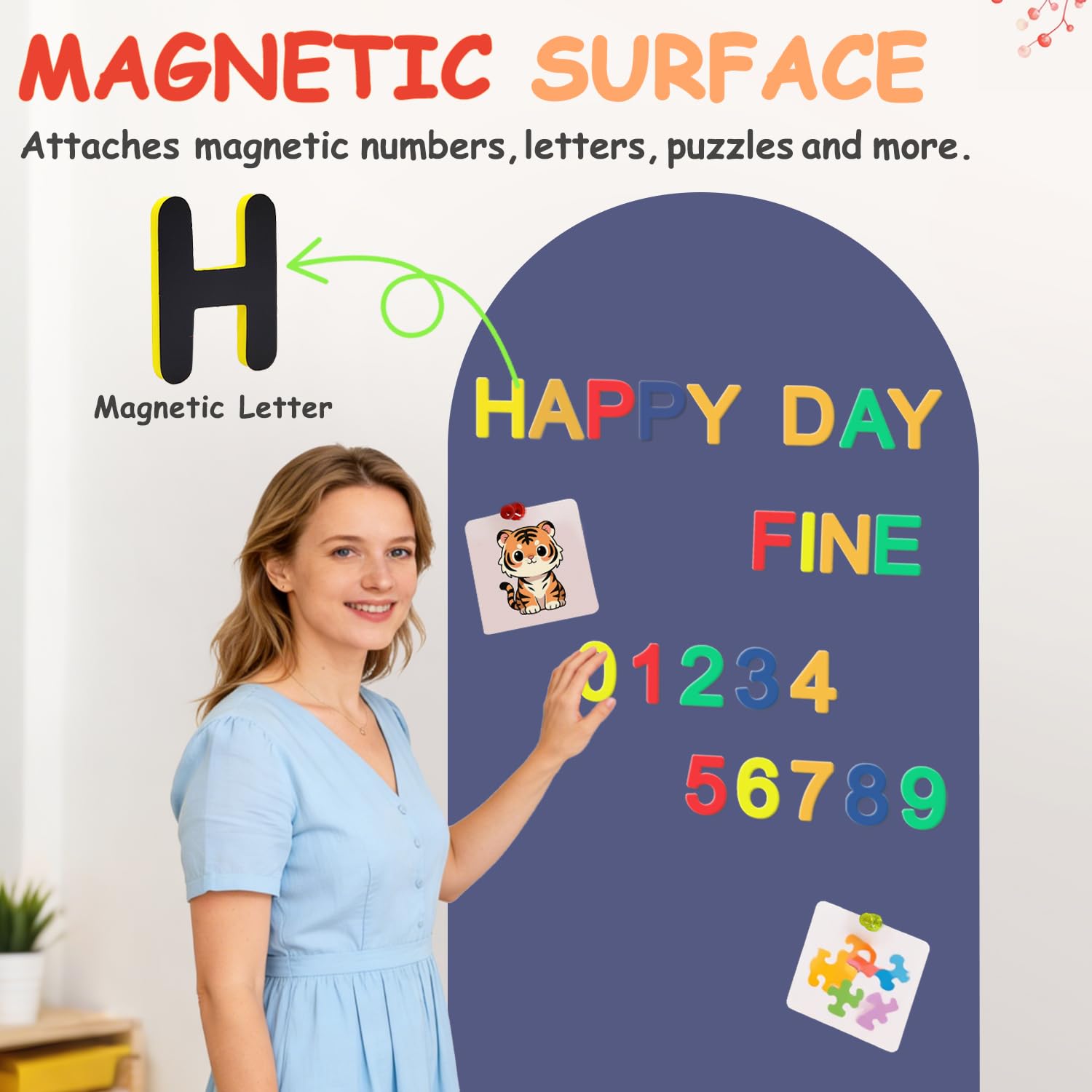 FUHSY - Adesivo magnetico a forma di arco per parete, 100x45 cm, lavagna magnetica autoadesiva, lavagna cancellabile per parete, multifunzionale per camera dei giochi, casa, ufficio, scuola