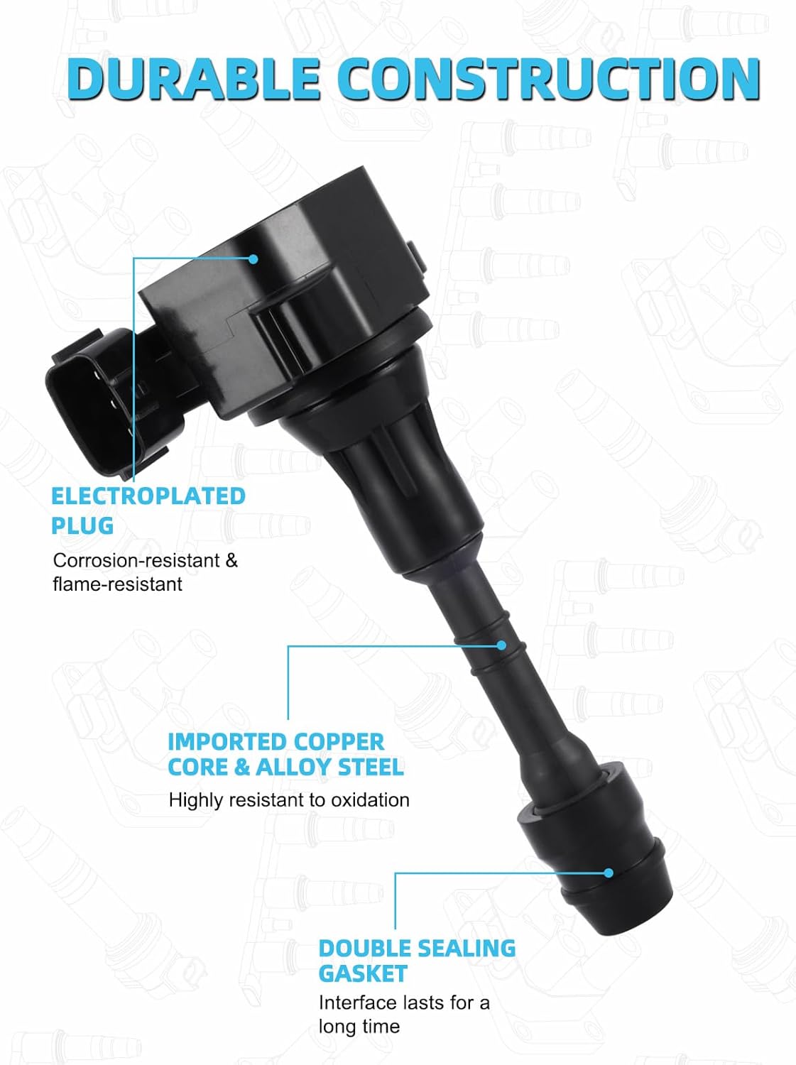 UF349 Ignition Coil 6376 Spark Plug For Infiniti I35 QX4 FX35 G35,for Nissan Altima Frontier Maxima Murano NV1500 NV2500 NV3500 Pathfinder Quest Xterra,Suzuki Equator 3.5L 4.0L 2001-2020,6pcs