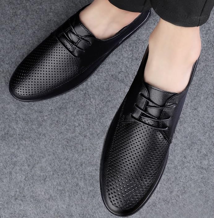 Men's Breathable Leather Wingtip Brogue Oxfords Men Fashion Slip-On Pointed Toe Dress Shoes Non Slip Casual Business Work Formal Shoes for Men4