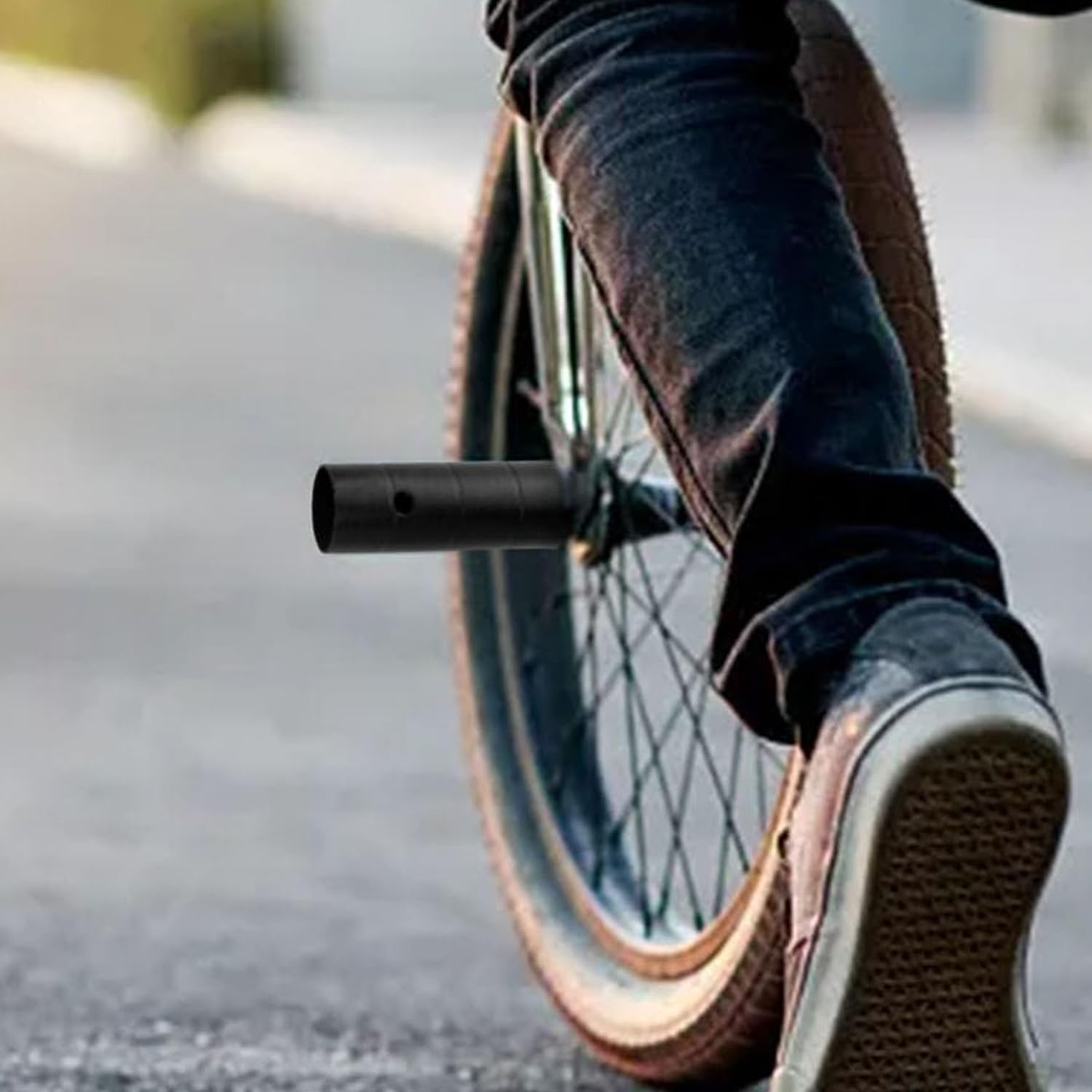 4 Repose-pieds Vélo HJIAMA En Fer Noir – Haute Dureté, Motif Antidérapant, 110x38 Mm, Pour VTT, Route, Trottinette, Fixés Sur Essieu
