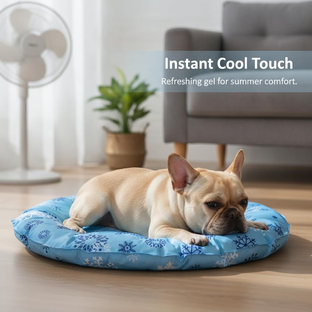 Tapis Rafraîchissant Gel, Diamètre 62cm | Rembourrage en coton perlé, Tapis Repos Froid, Pour les journées , Pour passionnés d'
