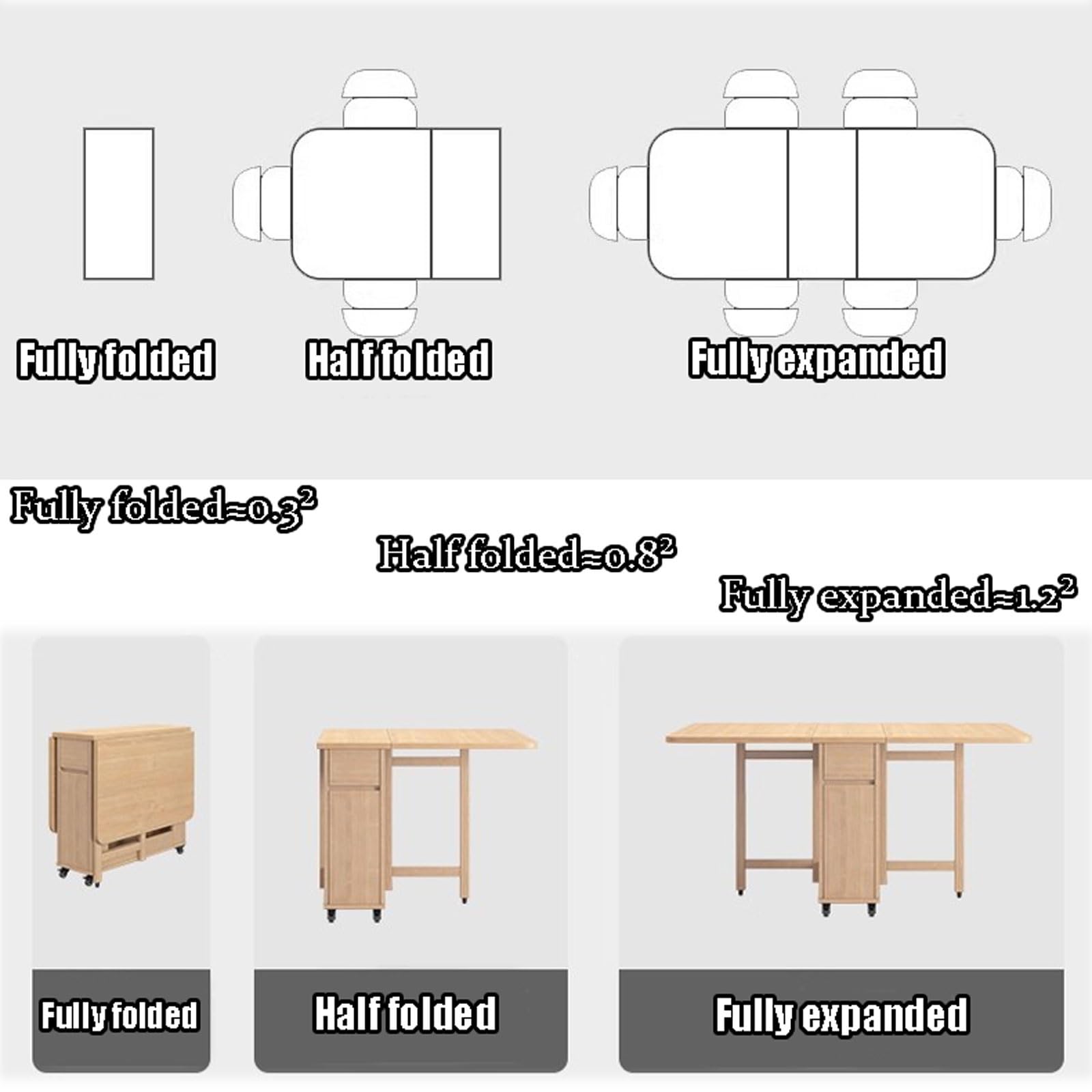 Genérico Juego de Mesa de Comedor Plegable con 4 sillas. Las sillas se Pueden Guardar Dentro de la Mesa. con Patas Ajustables. Fácil Montaje. Ahorra Espacio. Ideal para el Comedor o la Cocina