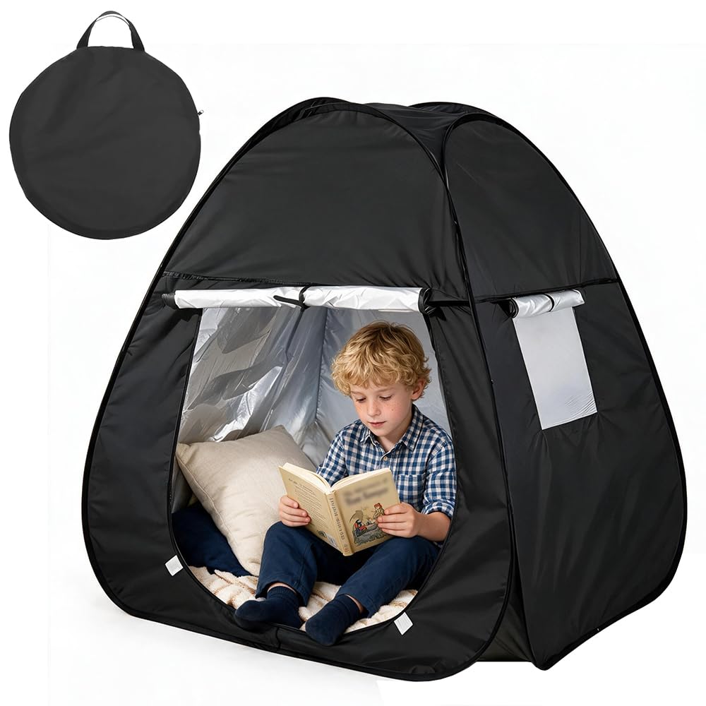 Peldris Sensory Tent, 84 x 84 x 96cm Foldable Pop Up Play Tent for Autism Kids with Storage Bag, Blackout Sensory Tent, Calm Corner for Children to Read Play and Relax