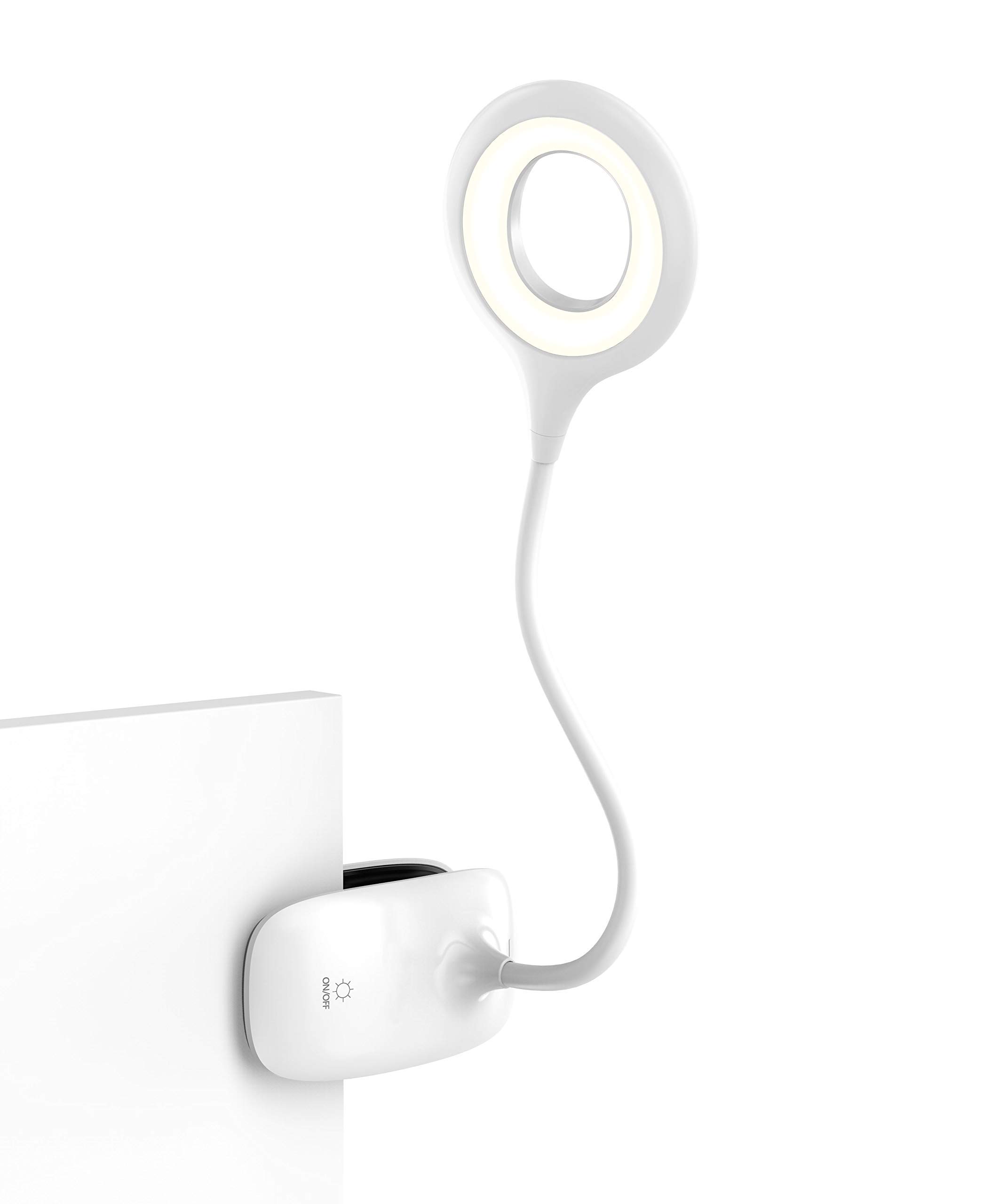 Rechargeable Clip On Reading Light, Wellnest Cordless Portable Clip On Lights, Day Light Reading with Adjustable Lightness, Flexible 360° USB Lamp for Home Book Bed and Computer