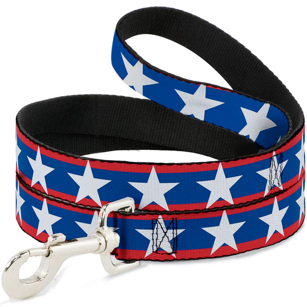 Dog Leash Stars Stripes Red Blue White 6 Feet Long 1.0 Inch Wide