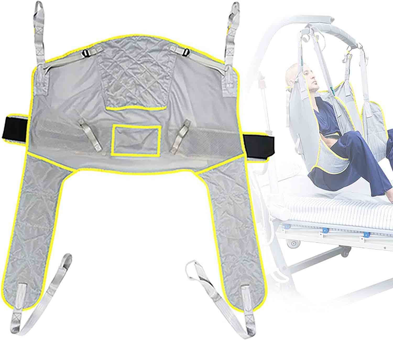 Arnes Grúa de Paciente, Cinturón de Transferencia para Ayuda Enfermos Ancianos y Minusválido, Soporte para la Cabeza+Cinturón de Seguridad de Protección de Cintura, Carga-230kg (Color : S)