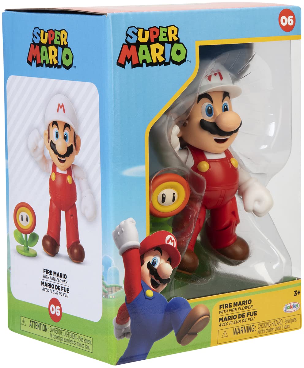 Jakks Pacific HK Ltd FIGURINA col. Mario Fuoco 10CM, Nero, One Size