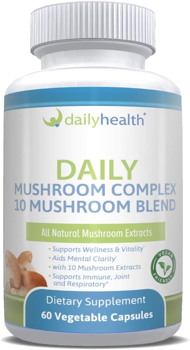 10 Complexo de Cogumelos 60 Cápsulas: Cordyceps, Reishi, Shiitake, Lion's Mane, Maitake e mais - Suporte Cognitivo e Saúde Imunológica