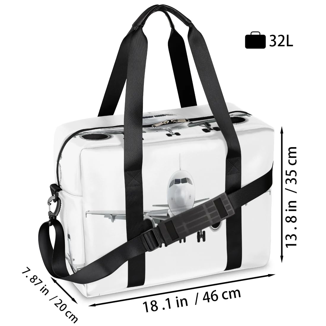 Reisetasche im Flugzeug-Design, für Damen, Herren, Mädchen, Jungen, Wochenendtasche, Übernachtungstasche, 32 l, große Kabinentasche, Tragetasche für Reisen, Sport, Fitnessstudio, farbe, Big,