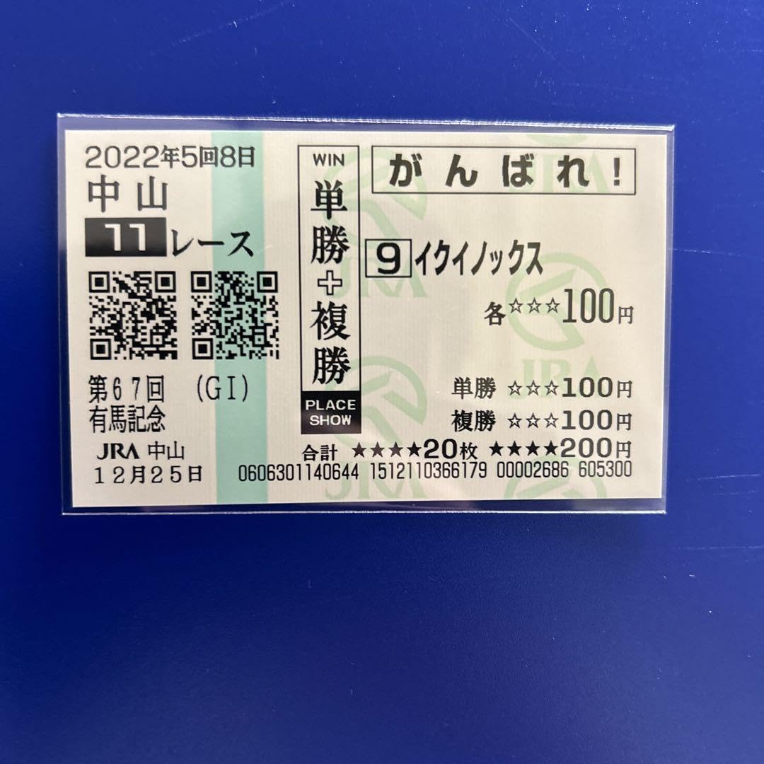 Amazon.co.jp: イクイノックス 2022年 有馬記念 現地応援馬券 有効 