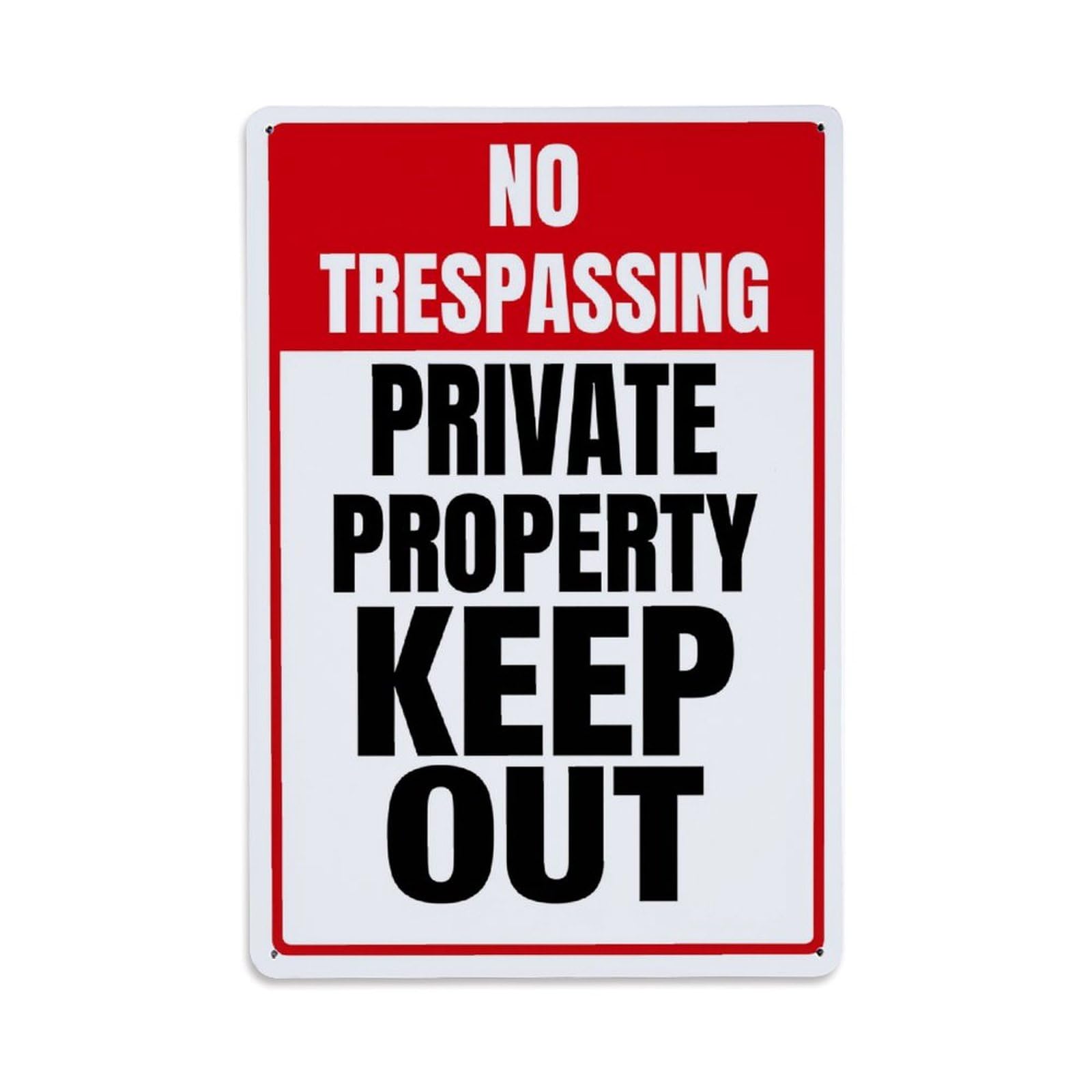 Enderetf Vintage No Trespassing Private Property Keep Out Tin Sign Metal Poster, Home Bar Garage Man Cave Cafe Indoor & Outdoor Wall Decoration 8X12inches