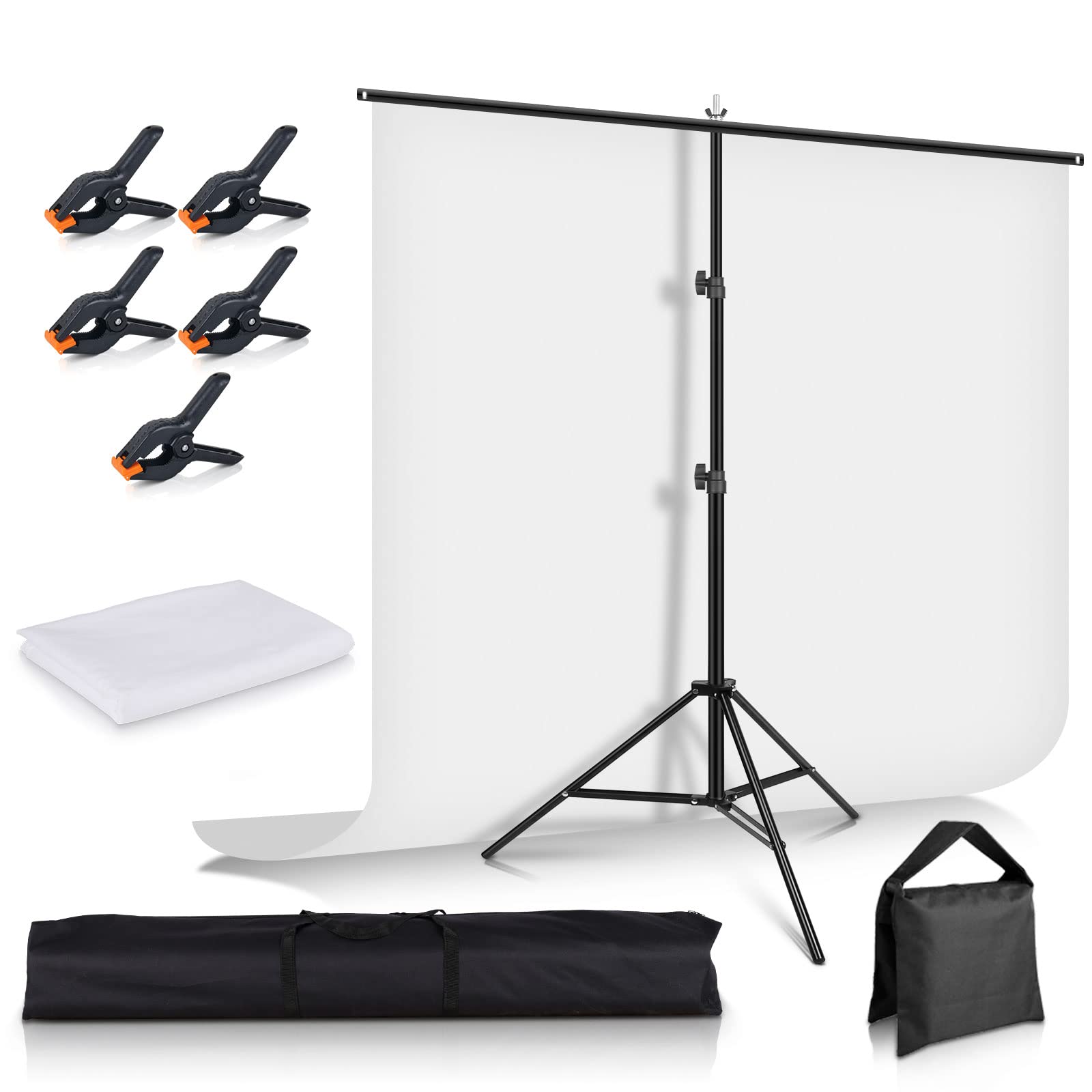 Buy White Screen Backdrop with Stand 5x6.5ft, Foccalli Photography