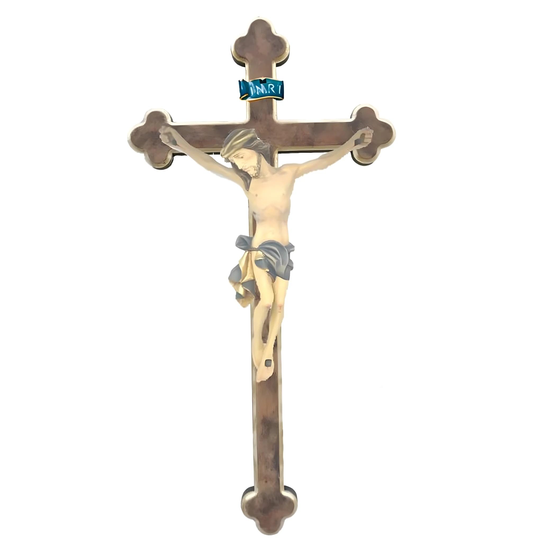Dolfi Drewniane ciało Chrystusa krzyż barokowy 30 cm | Ręcznie malowane w Val Gardena | Religijny