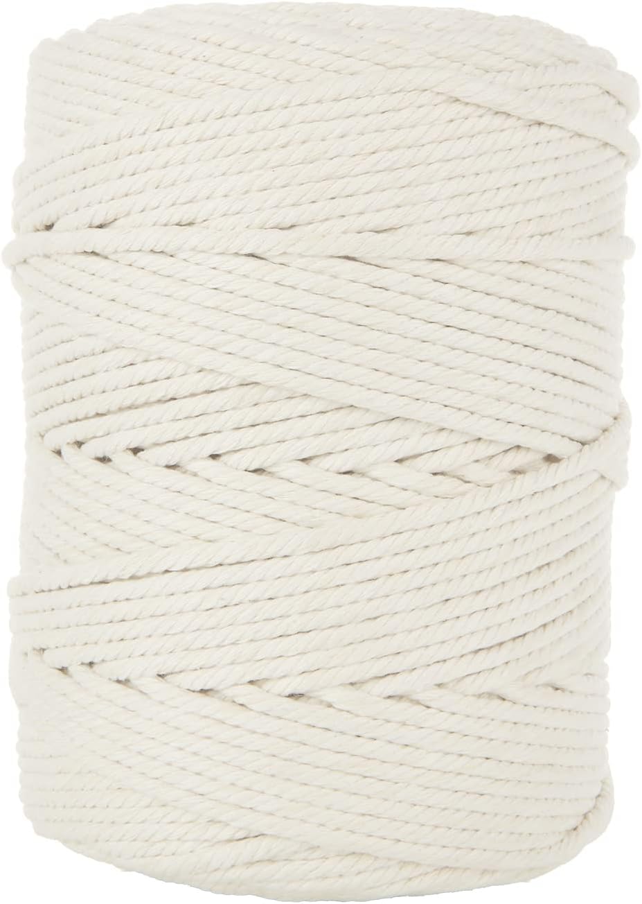 Aselected 5MM Macrame Cord, 656Feet Cotton Macrame Yarn Thick Rope For Wall Hanging Planters Hangers, Diy Crafts And Handmade Arts(Beige)