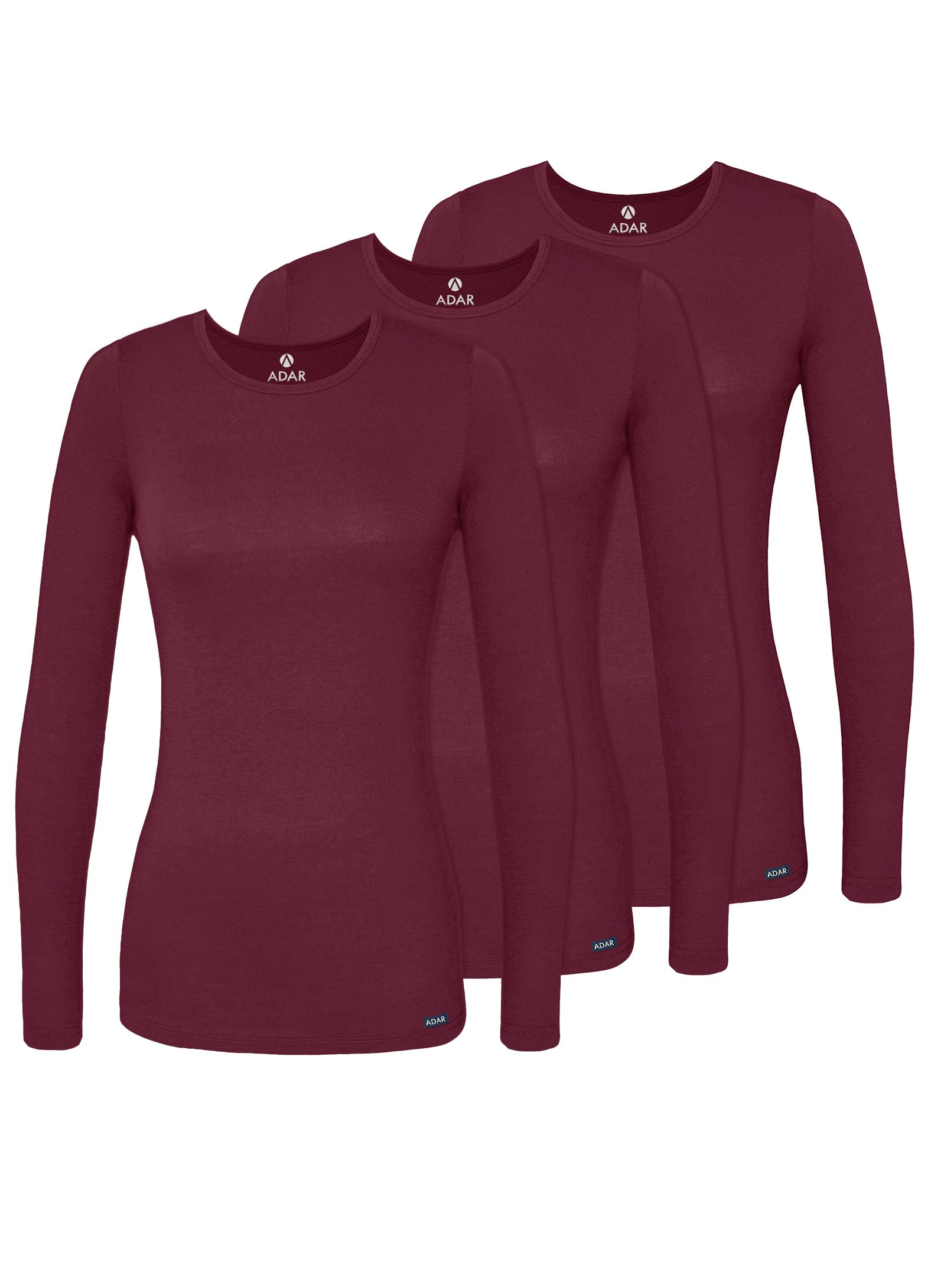 Adar Damen Untershirt 3er Pack - Langärmeliges Komfort T-Shirt