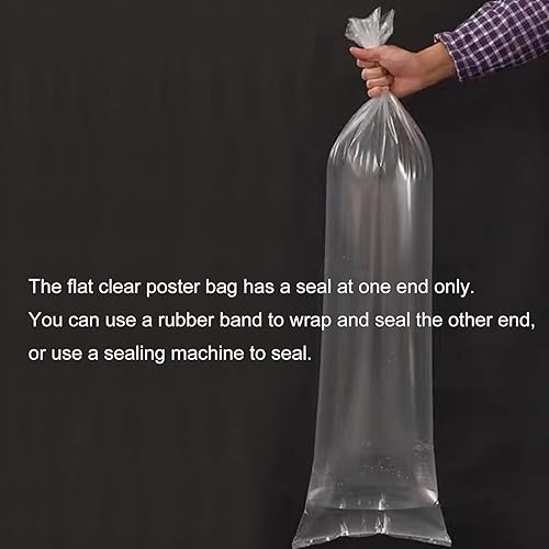 Miniatura 5 de Bolsas de póster planas abiertas, de 12 x 40 pulgadas (paquete de 100), mangas de plástico estrechas de 2 mil de largo, bolsas de plástico