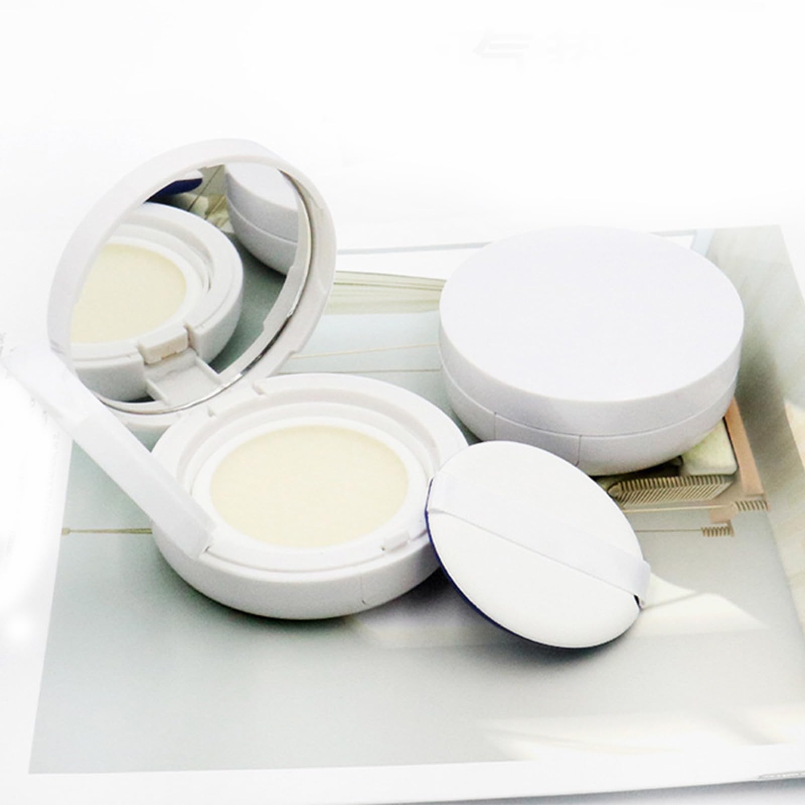 10 recipientes blancos para maquillaje, 15 g, plástico acolchado de aire, caja vacía rellenable para cremas y sueros vacíos