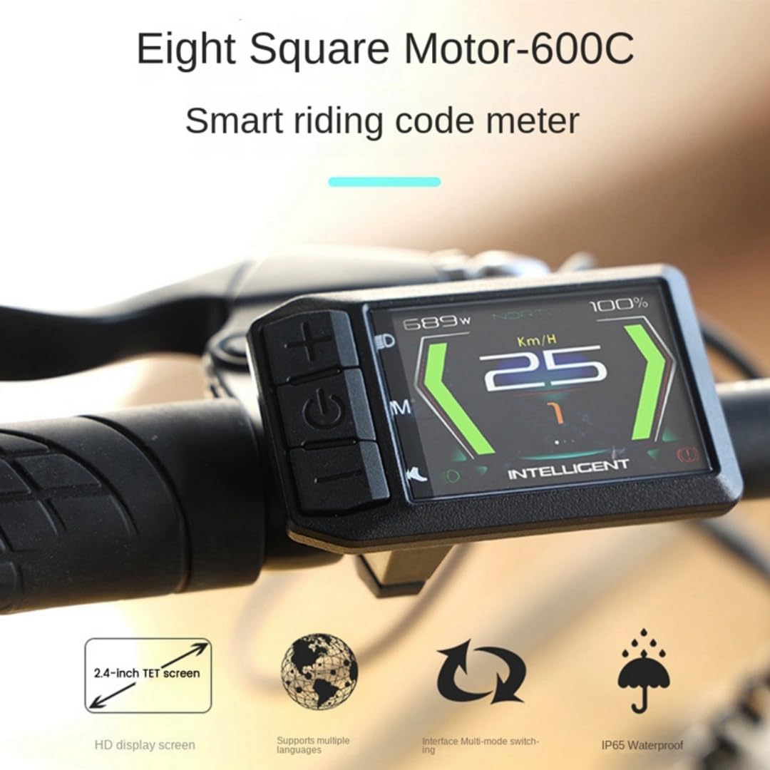 Wyświetlacz TFT 600C z protokołem CAN dla silników Bafang Mid Drive, 24V-52V, wtyczka trójkątna