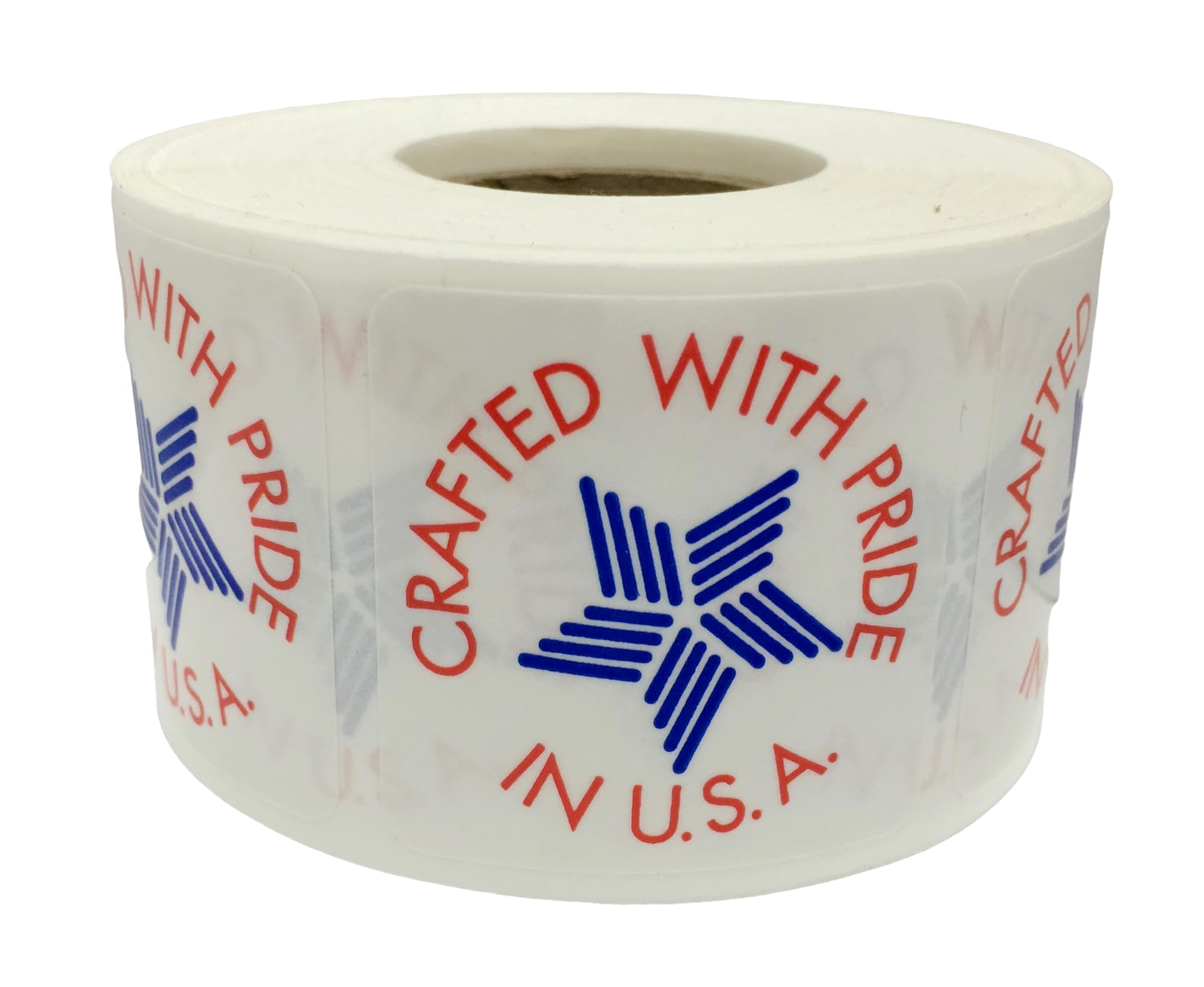 Crafted with Pride in U.S.A. Labels 1.5" Round Laminated American Flag Adhesive Stickers 500 PCS