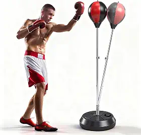 Saco de pancadas com suporte, bolsa de boxe para adolescentes e adultos - melhora a velocidade, reflexos e resistência - altura ajustável para treinamento, equipamento de boxe, alívio de estresse e