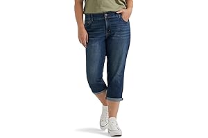 Women's Plus Size Flex Motion Regular Fit 5 Pocket Capri Jean