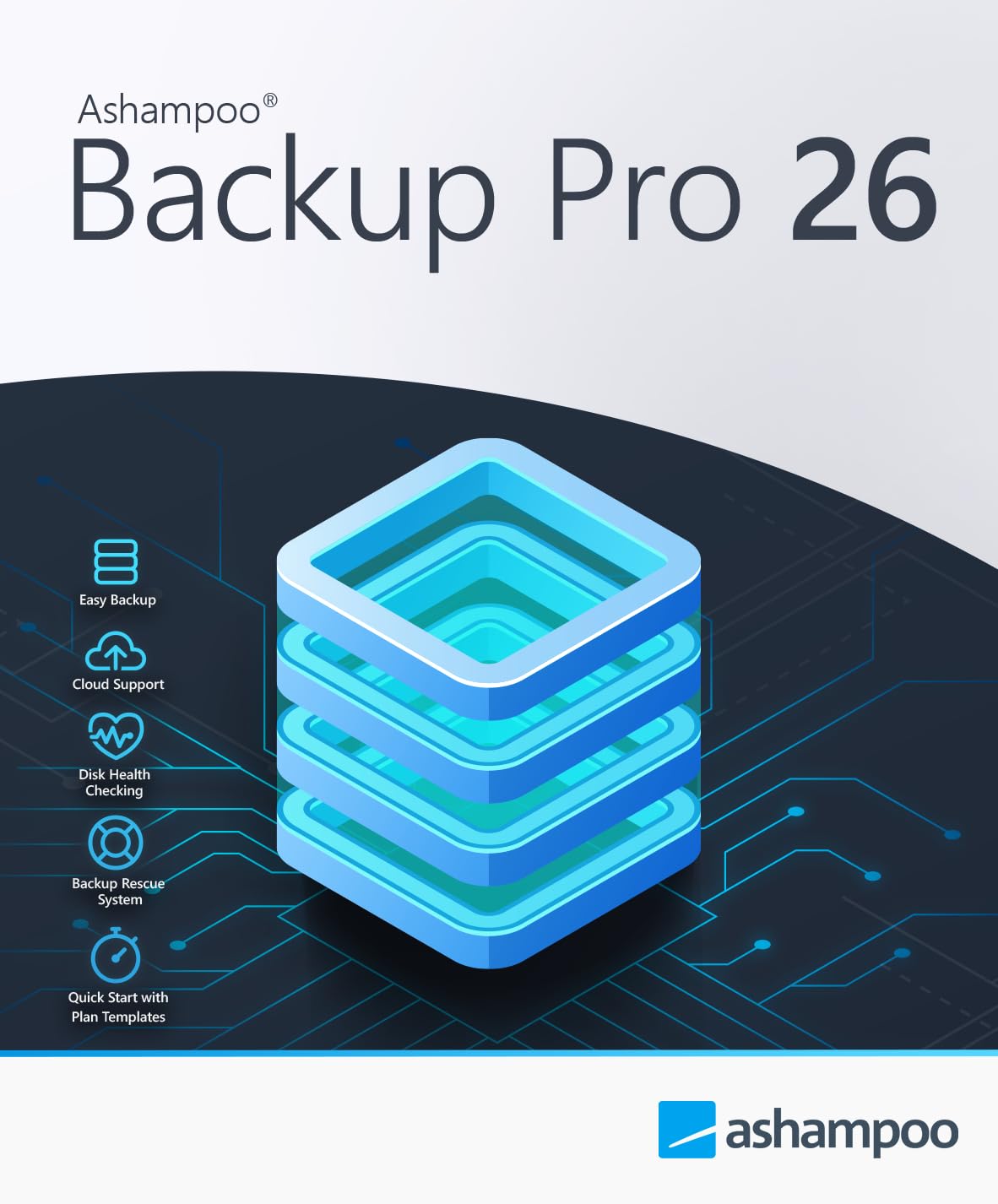 Ashampoo Backup Pro 26 - Backup zur Sicherung und Wiederherstellung von Daten und gesamten Systemen| 1 Gerät | 1 Benutzer | PC Aktivierungscode per Product Key Card