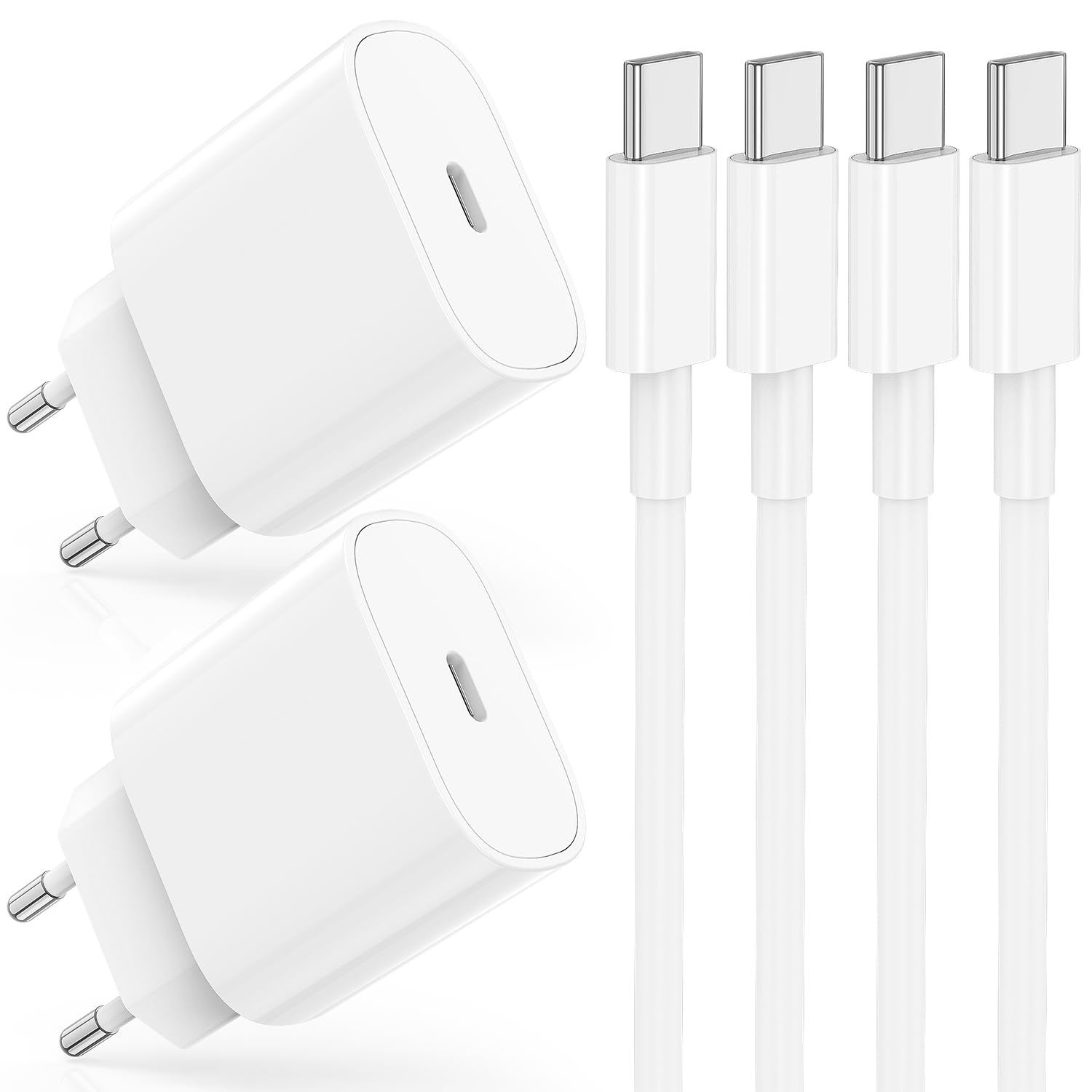 DGVERS 20W USB C Ladegerät & Ladekabel USBC für iPhone 17 16 15 (Pro Max/Pro/Plus),17 Air/16e, USB C Schnellladegerät & Schnellladekabel 2+2M für iPad Air/Mini, USBC Adapter/Netzteil/Stecker