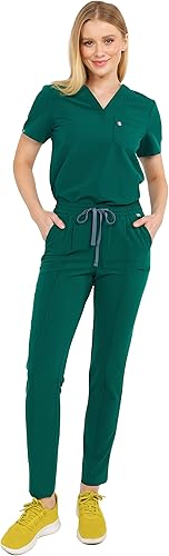 Miniatura 5 de Mediclo Sal Essential - Camiseta médica para mujer, respetuosa con el medio ambiente, sostenible, con cuello en V, bolsillo en el pecho, ropa de