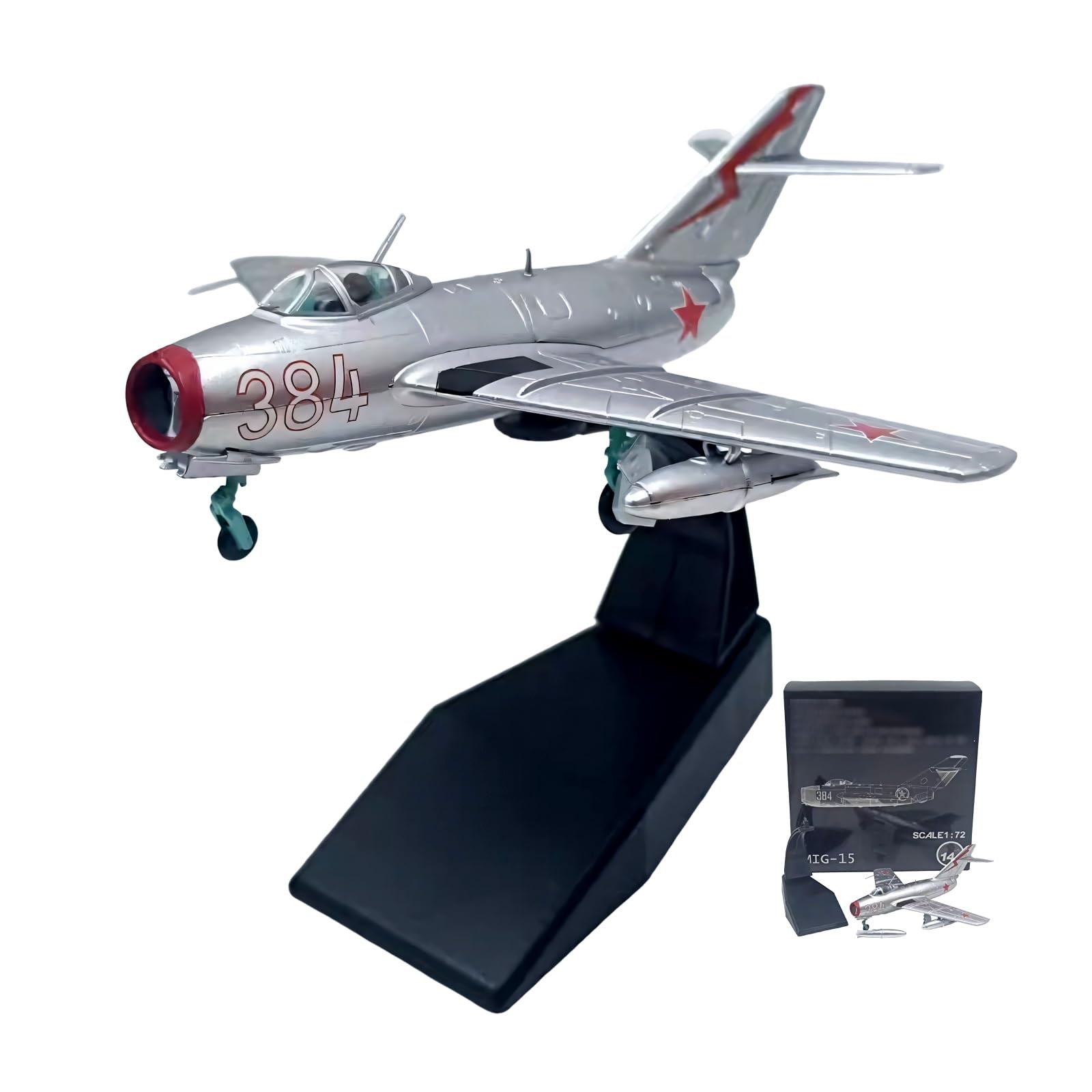 Modello aereo militare in lega pressofusa MIG15 in scala 1:72 Collezione altamente dettagliata con espositore, perfetto for gli appassionati aviazione, regalo for decorazione della casa