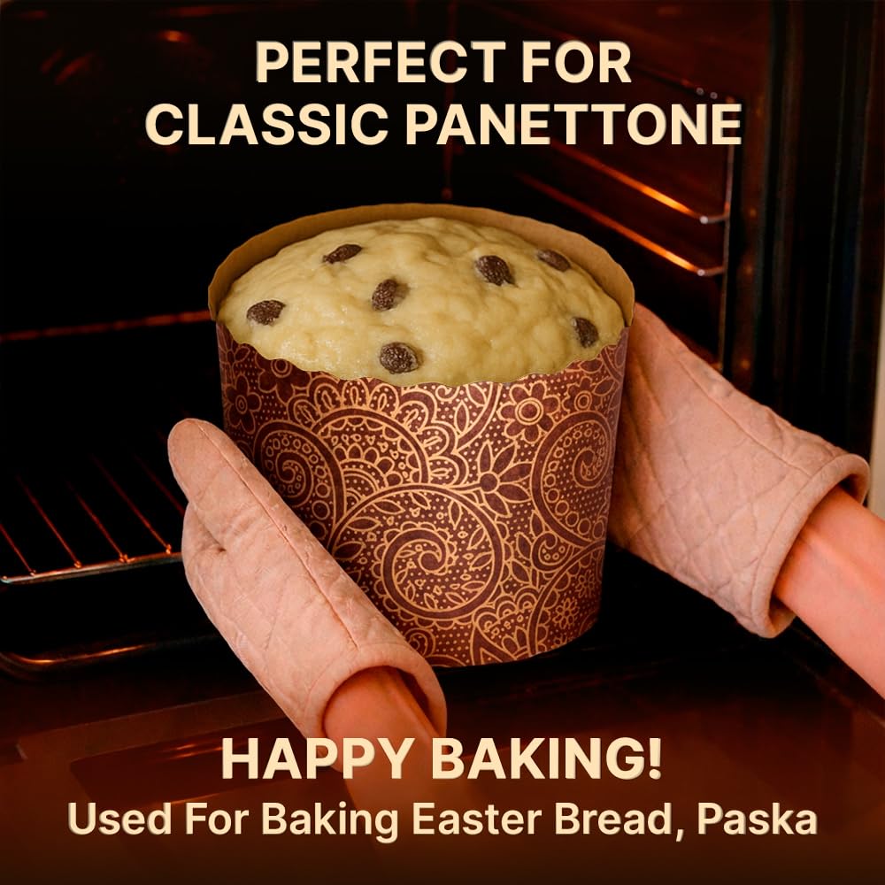 Paska Molds - Stampi per pane pasquale, confezione da 12 pezzi, 425 g, in carta Kulich, stampo grande per panettone