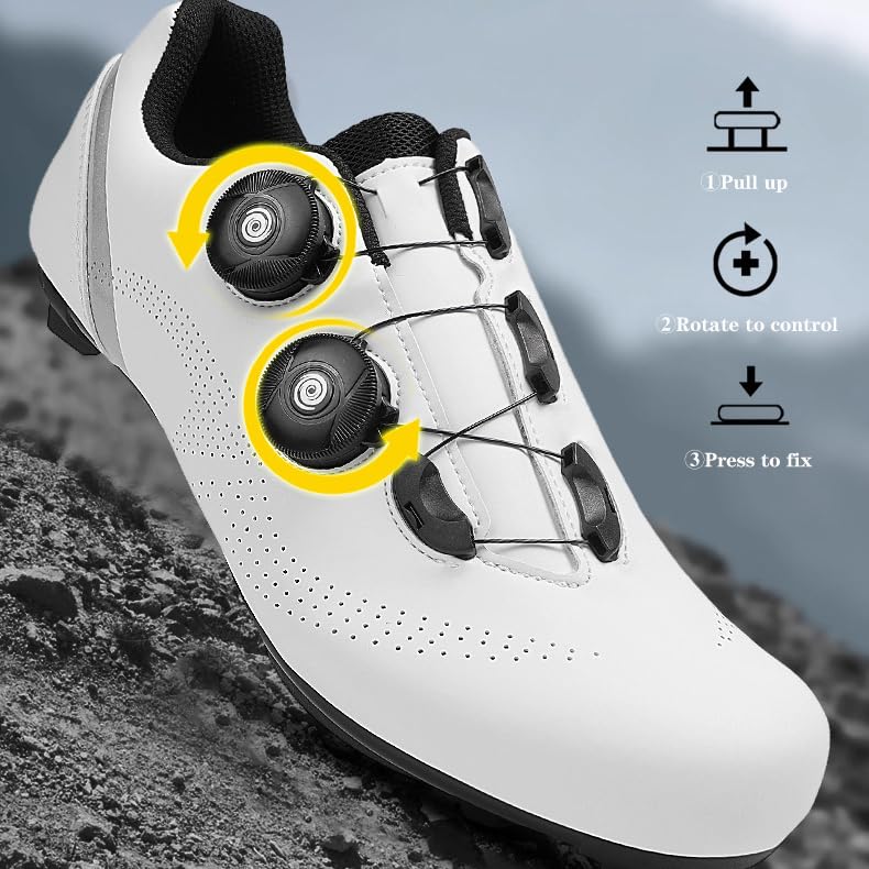 Męskie i damskie buty rowerowe do użytku wewnątrz rower treningowy trampki unisex płaskie trampki rower szosowy gumowa podeszwa buty sportowe oddychające antypoślizgowe buty rowerowe szosowe, biały