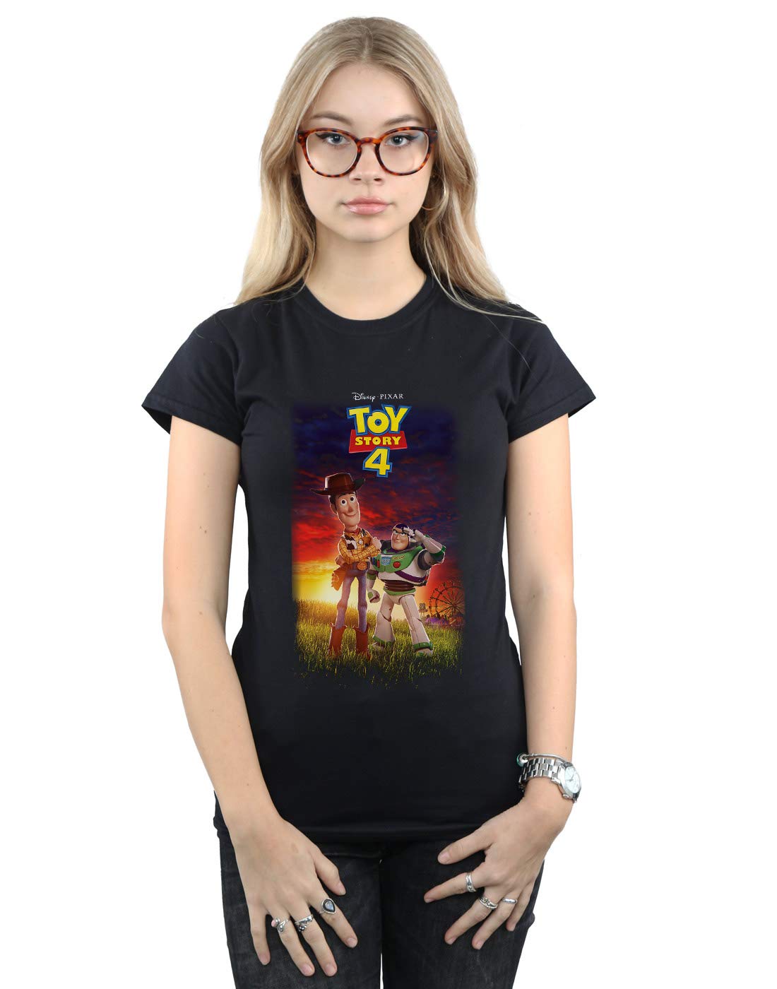 Disney Women's Toy Story 4 Buzz and Woody Poster T-Shirt Black XX-Large
