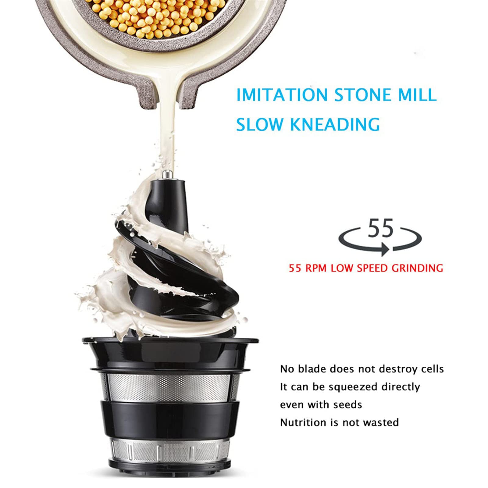 Máquina exprimidora, exprimidor lento de ranura ancha para exprimidor nutritivo de frutas y verduras, exprimidor de prensa en frío en espiral sin BPA, exprimidor masticable para verdu