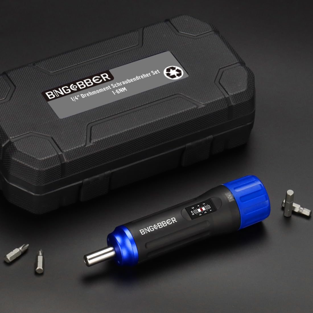 Juego de destornilladores dinamométricos 1-6 Nm, 12 piezas, con maletín de plástico para reparación de bicicletas con portapuntas