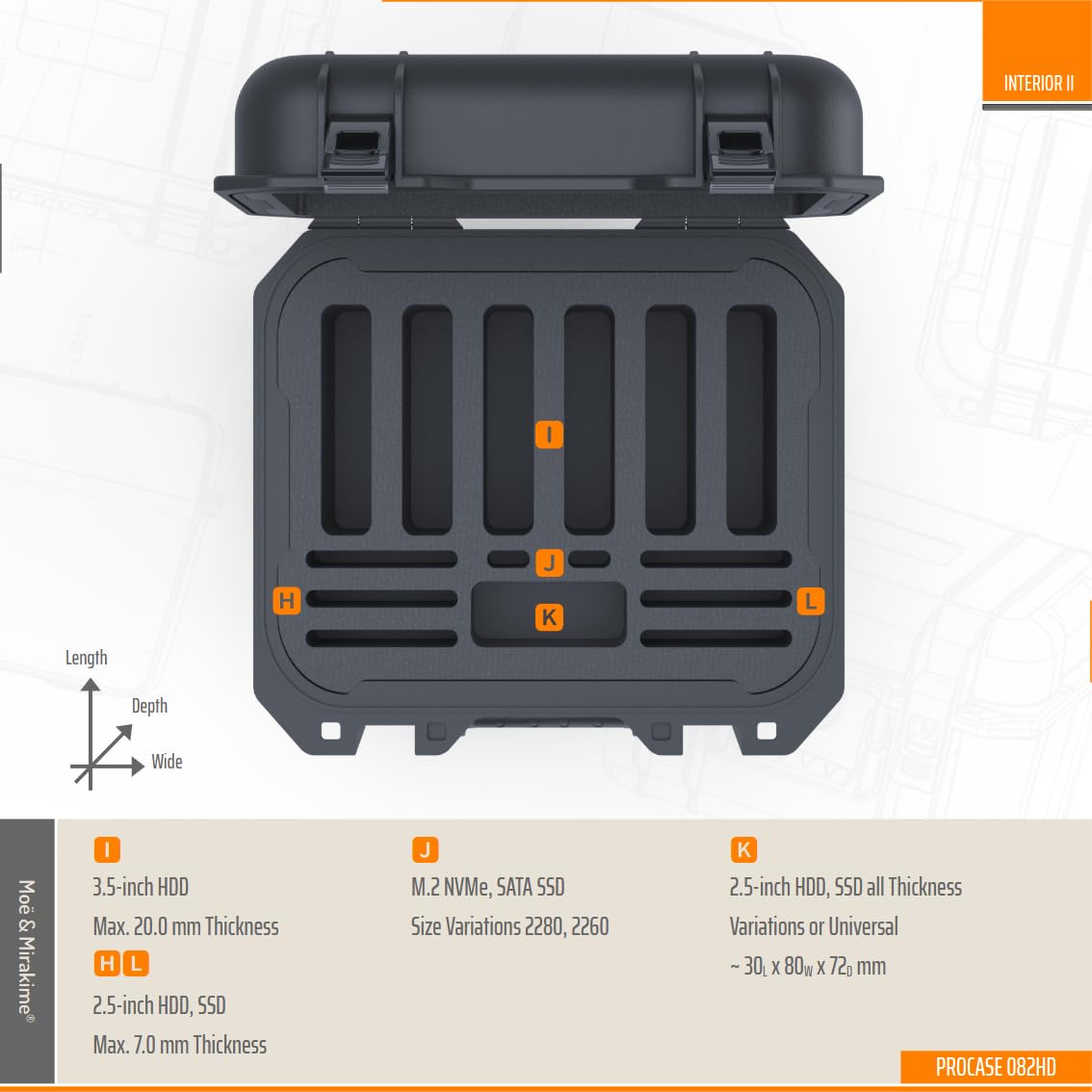 Custodia Protettiva HDD E SSD Moë & Mirakime® - Impermeabile IP67 Per 2.5', 3.5', M.2 NVMe | EVA Schiuma - Foto 2