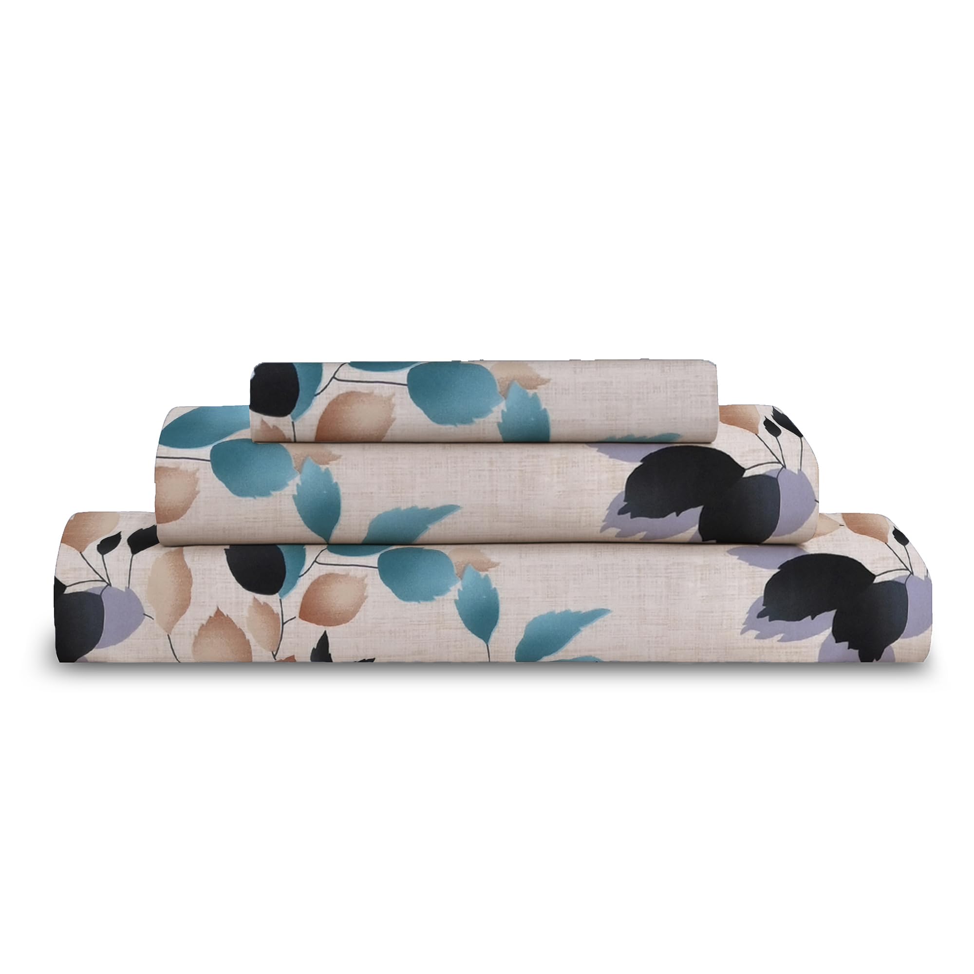 RAYBedding 3PC Floral Printed Bed Sheet Set Small Double – Soft Luxury Printed Bed Sheets Set with Fitted Sheet, Flat Sheet & Pillowcase – Deep Pocket Bedding — image 1