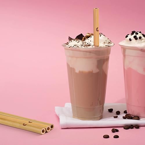 Miniatura 4 de GET FRESH Juego de pajitas de bambú reutilizables  Paquete de 6 popotes de bambú natural para niños y adultos  Juego de popotes de bambú originales