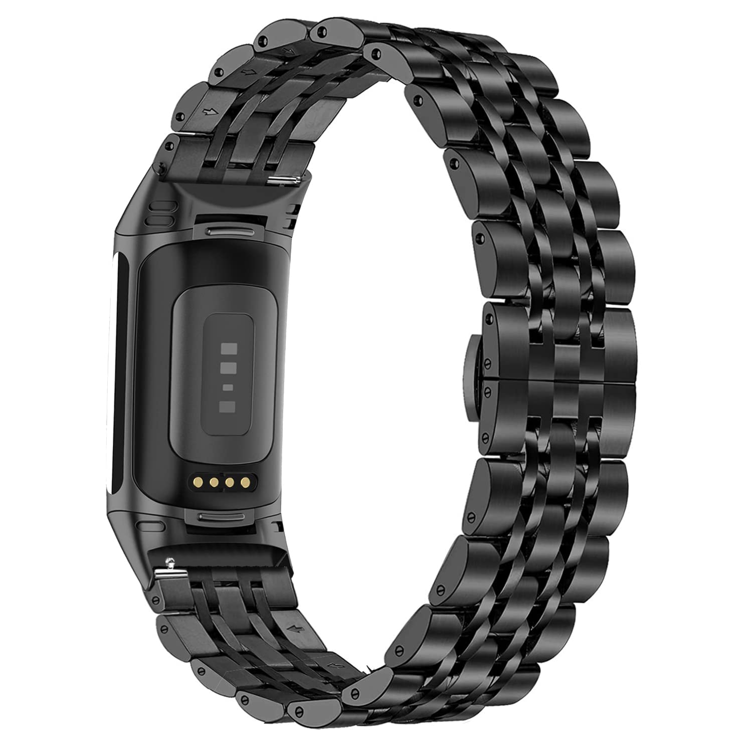Wongeto Metal Straps Compatible for Fitbit Charge 5,Bling Bands Adjustable Women Lightweight Sport Wristbands Strap with Stainless Steel Quick Release Adapter for Fitbit Charge 5 (Black) - Image 2