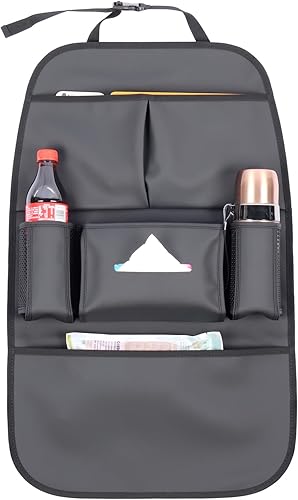 Organizador de asiento trasero de automóvil para niños, bolsa de almacenamiento para asiento trasero de automóvil con 3 bolsillos, 2 soportes para
