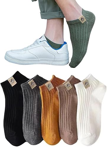[Yomezuu] 靴下 メンズ【防臭・抗菌・吸汗 綿】 7/10足セット 24-28cm スポーツソックス カジュアル ビジネスソックス ハイソックス くつした 室内 カジュアル アウトドア 作業 旅行 春夏秋冬 (JP, アルファベット, Free Size, 5足セットA)のサムネイル