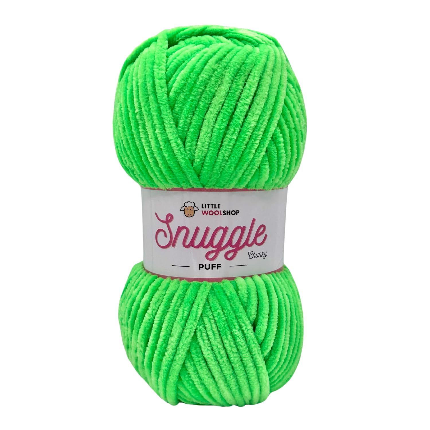 LittleWoolShop Snuggle Puff Chunky Chenille Yarn 100g - 100% Supersoft Polyester (Neon Mojito 407, Single (1 Ball))
