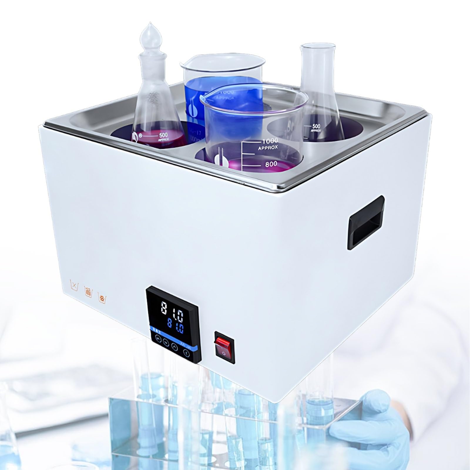 Equipo Baño María Laboratorio Profesional, Calentamiento Rápido Y Uniforme Con Temporizador Digital Para Procesamiento De Muestras Y Ensayos Técnicos(4 Hole)